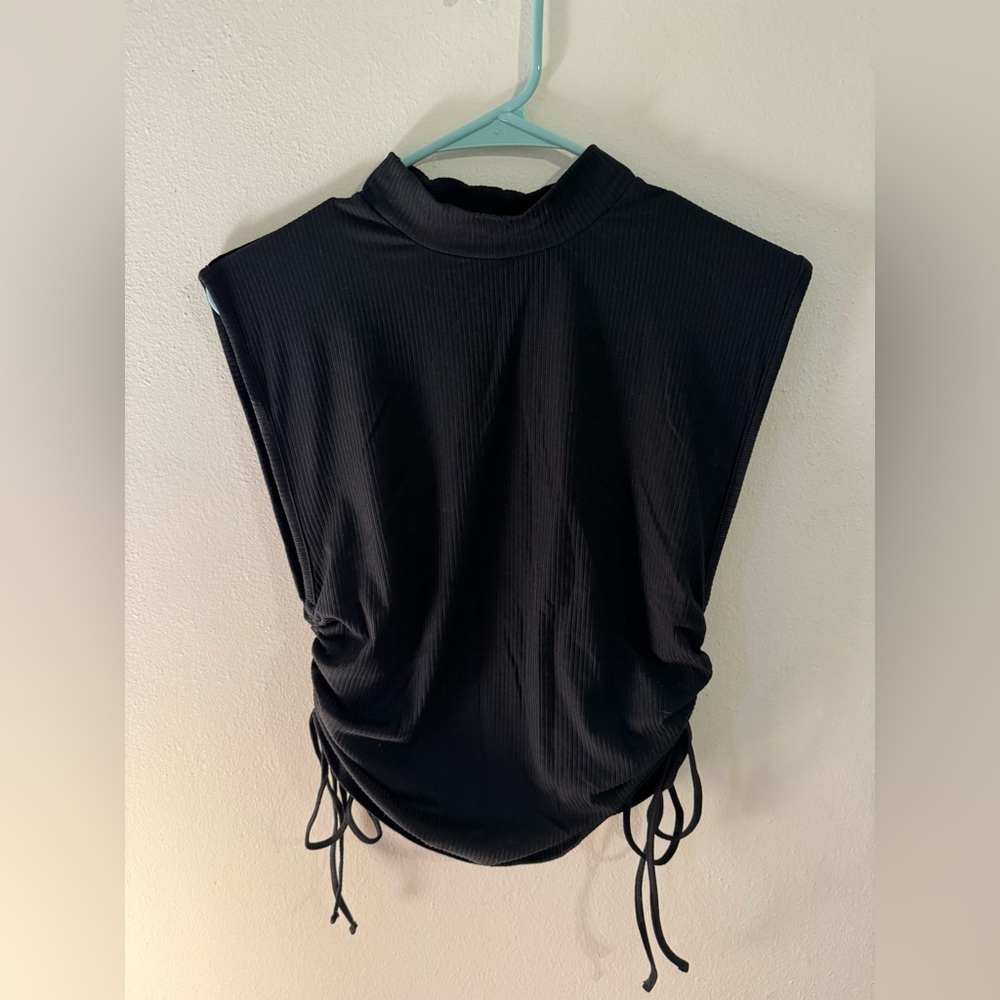 Black mock turtle neck tank